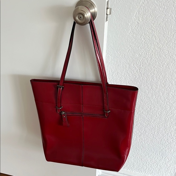 Red Tote Bag Laptop Bag Faux Leather NEW! - Picture 4 of 7
